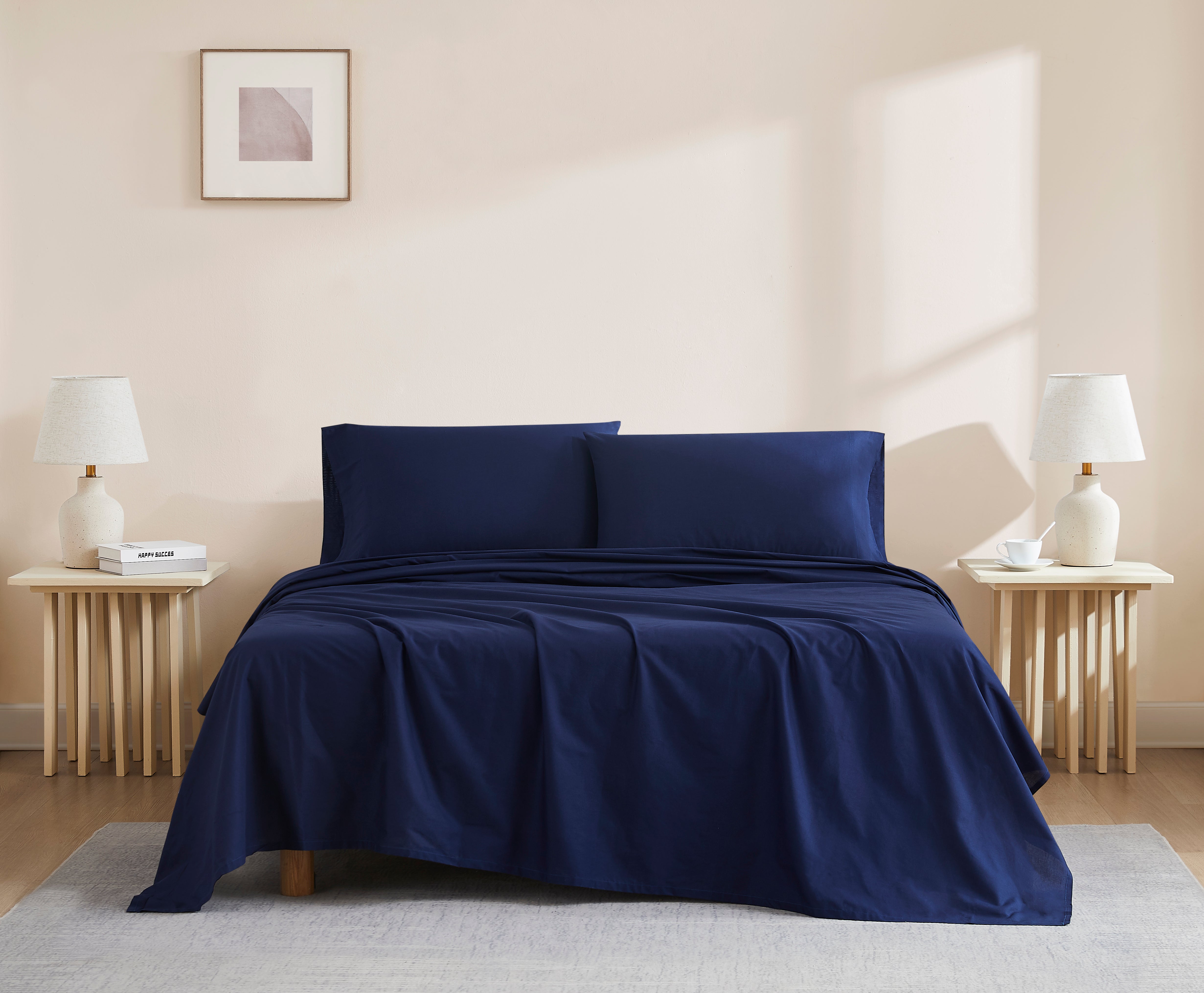 Navy Airo Crisp Fitted Sheet