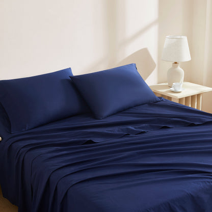 Navy Airo Crisp Flat Sheet