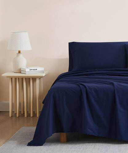 Navy Airo Crisp Fitted Sheet