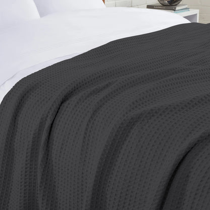Classic Cotton Basket Blanket - Dark Gray