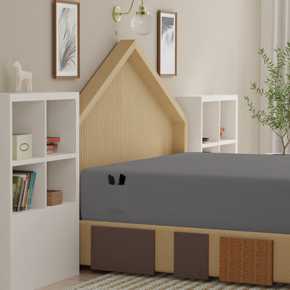 Dark Gray Airo Crisp Fitted Sheet Pair with Mobile Pocket