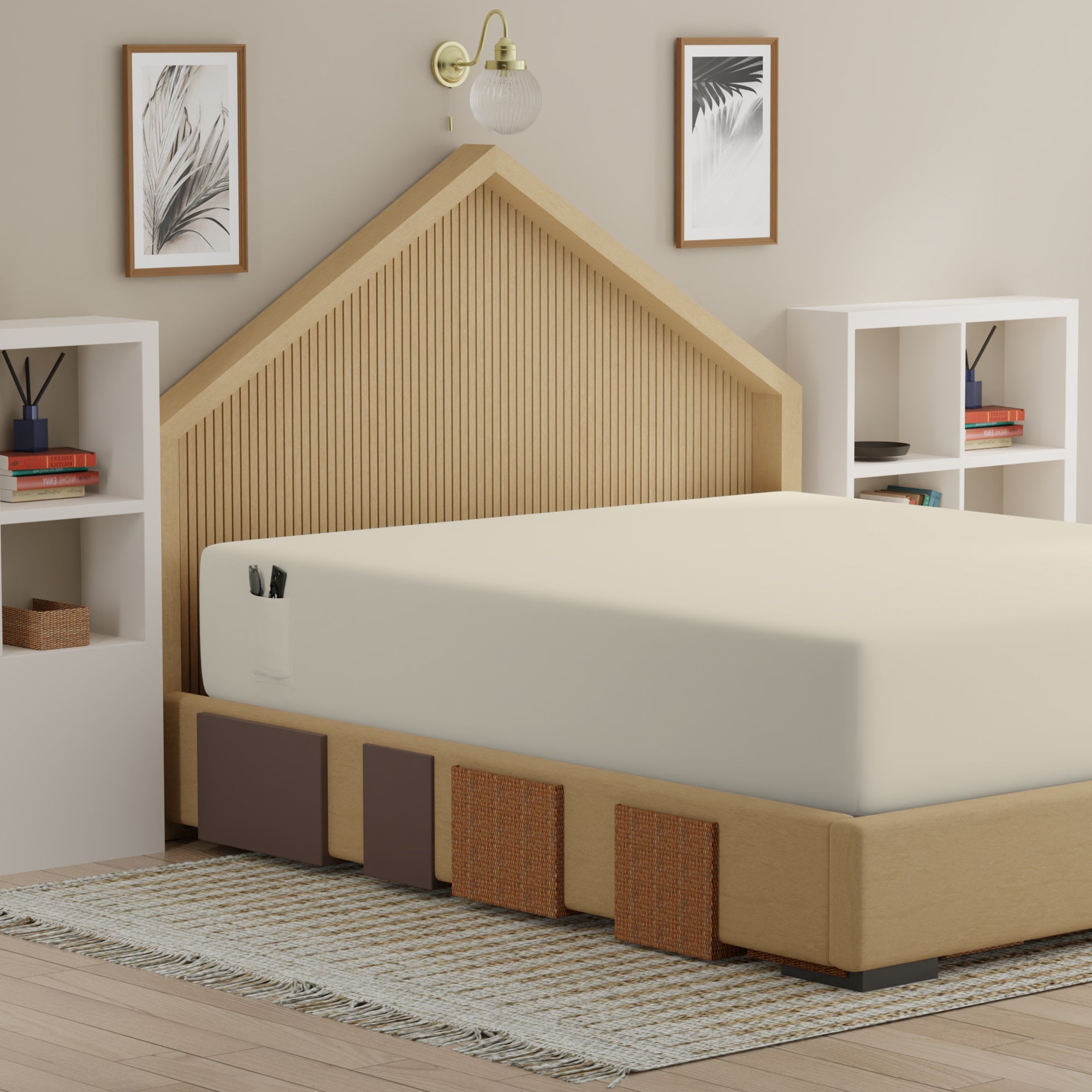 Ivory Airo Crisp Fitted Sheet Pair with Mobile Pocket