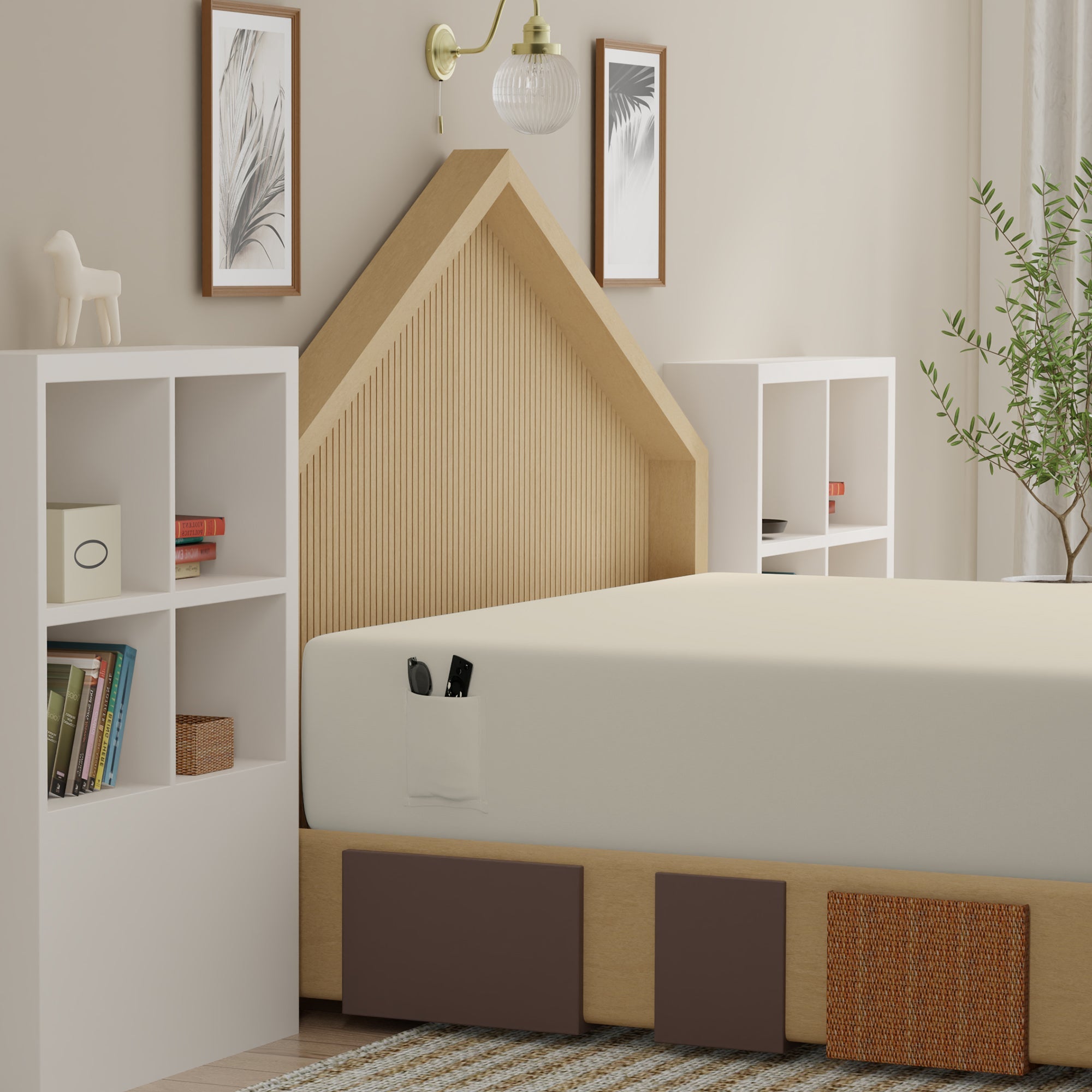 Ivory Airo Crisp Fitted Sheet Pair with Mobile Pocket