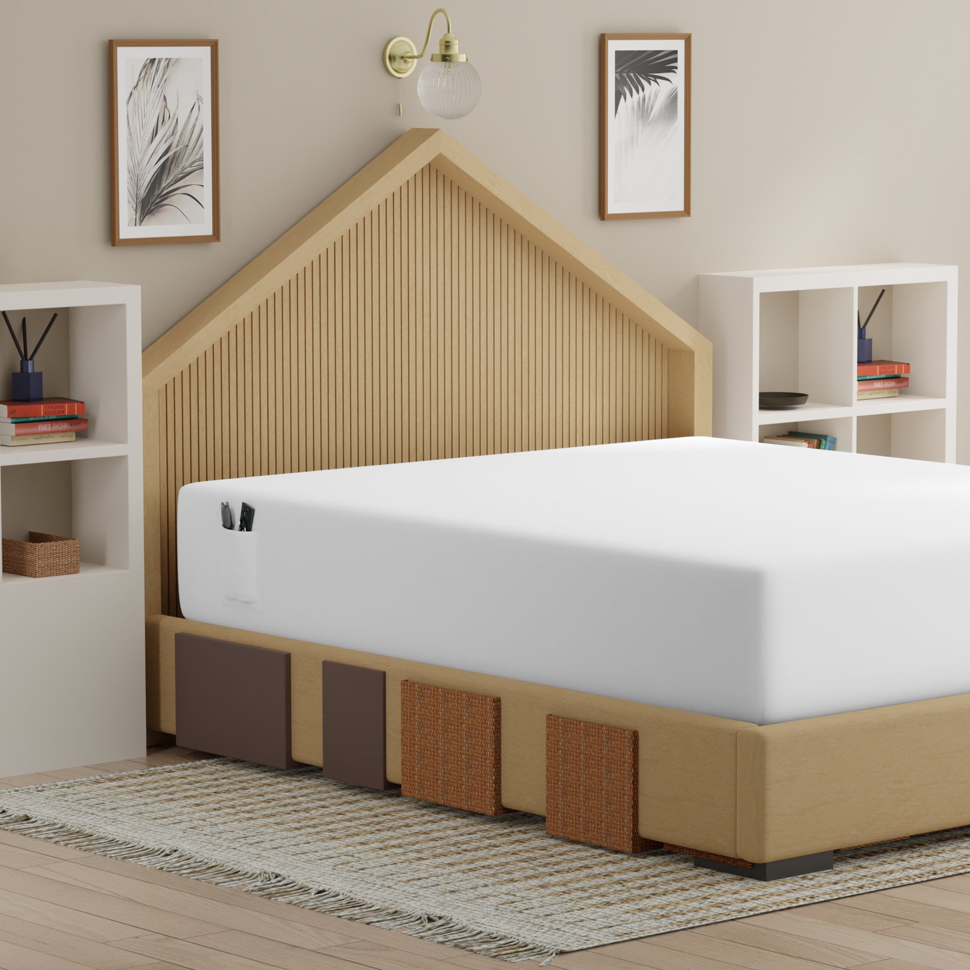 White Airo Crisp Fitted Sheet Pair with Mobile Pocket