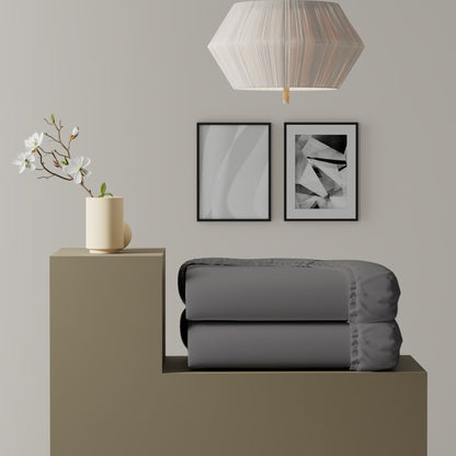 Dark Gray Airo Crisp Fitted Sheet Pair with Mobile Pocket
