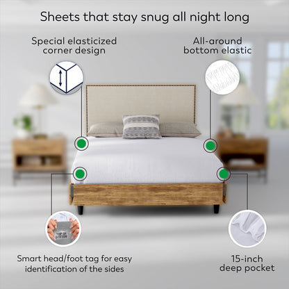 Light Gray Airo Crisp Fitted Sheet Pair with Mobile Pocket