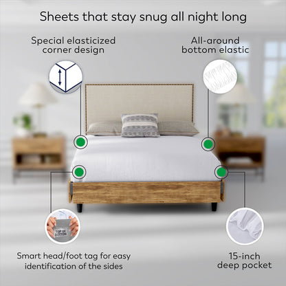 Dark Gray Airo Crisp Fitted Sheet Pair with Mobile Pocket
