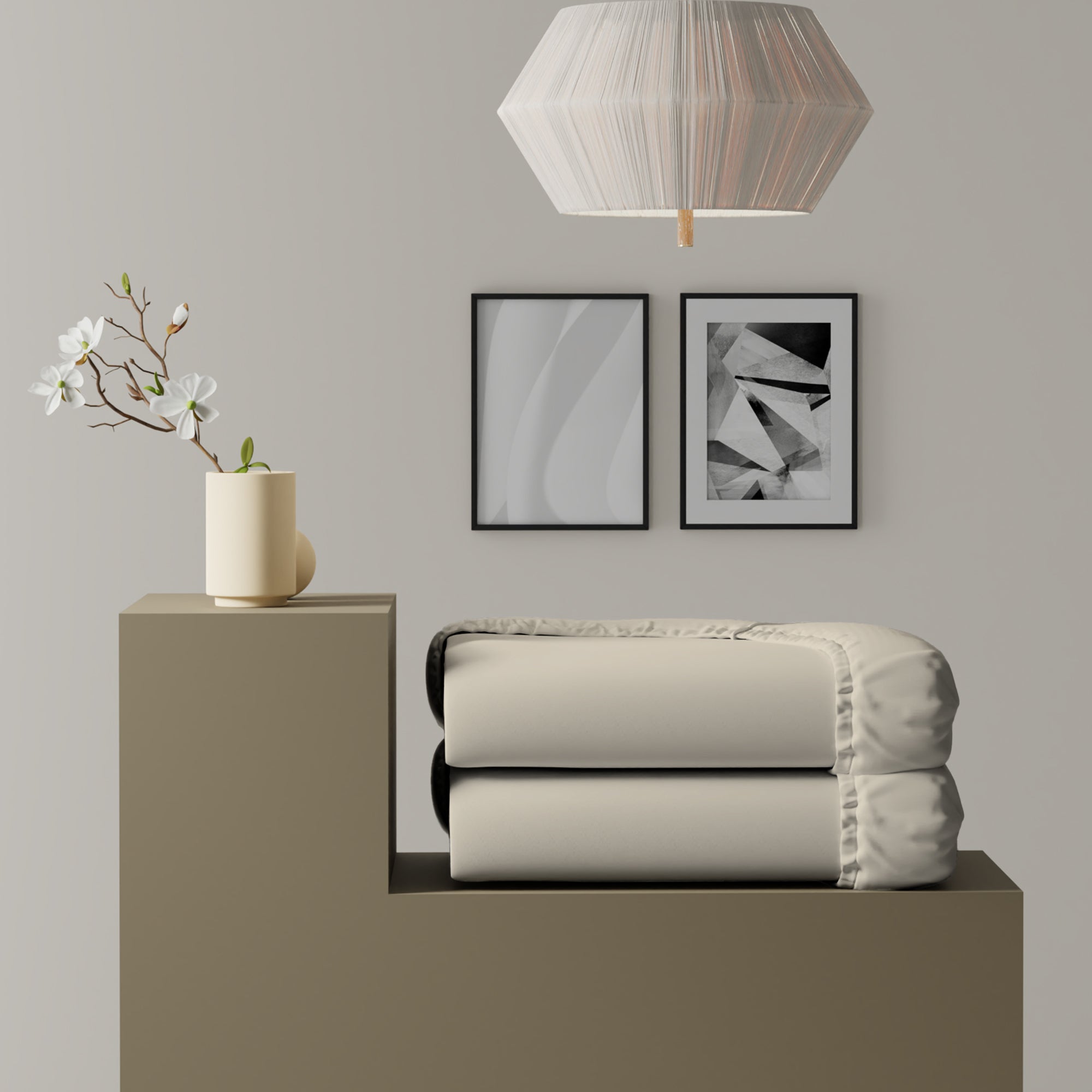 Ivory Airo Crisp Fitted Sheet Pair with Mobile Pocket