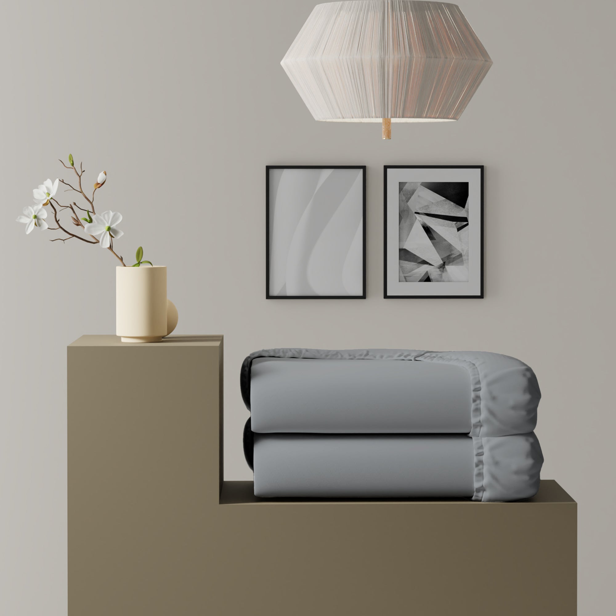 Light Gray Airo Crisp Fitted Sheet Pair with Mobile Pocket