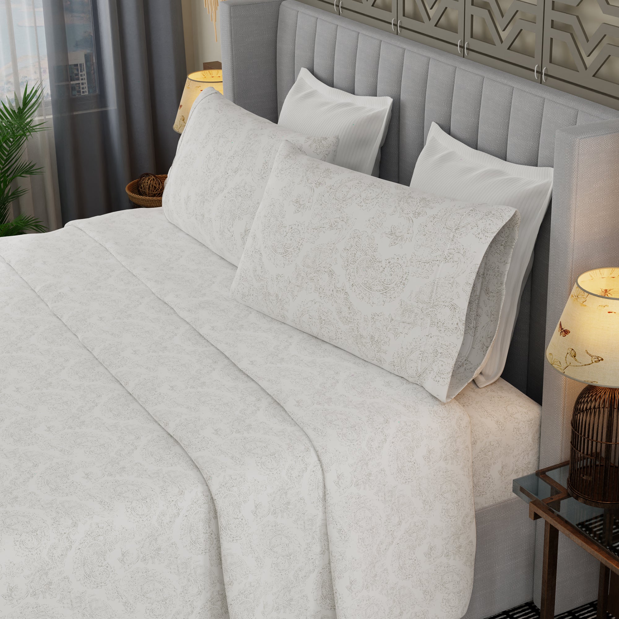 Gray Paisely Lush Soft Sheet Set