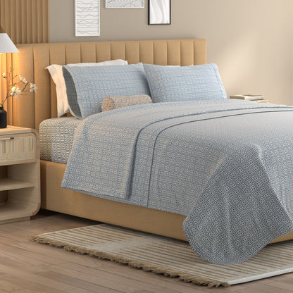 Greek Key Blue Airo Crisp Sheet Set