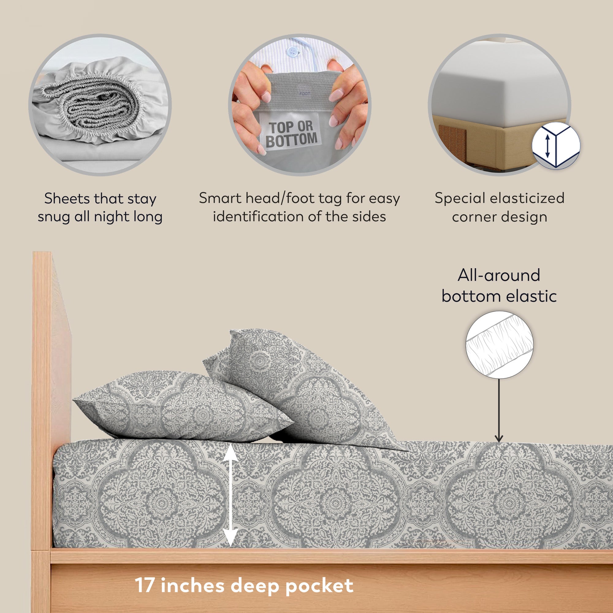 Textured Medallion Gray Airo Crisp Sheet Set