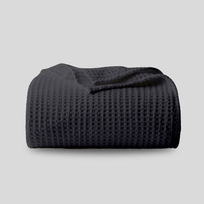 Classic Cotton Basket Blanket - Dark Gray